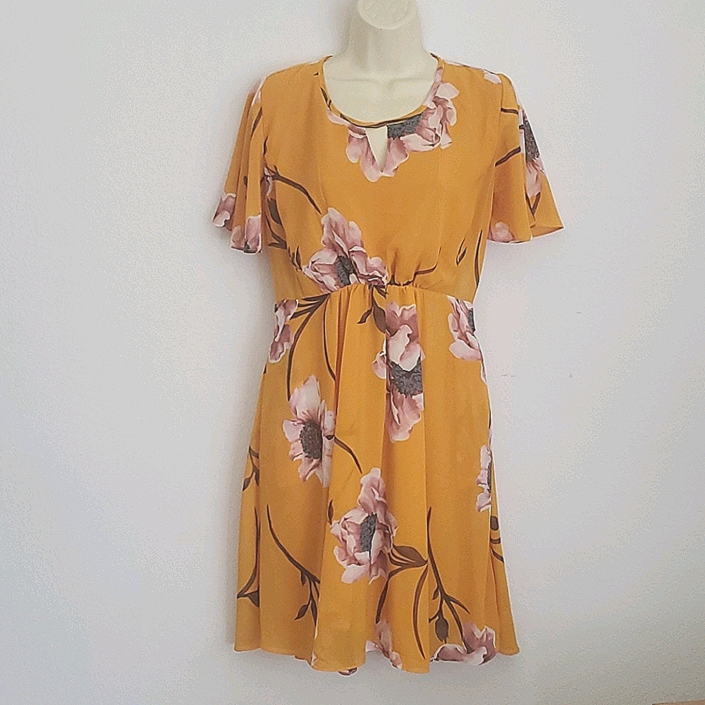 Mustard Floral Dress